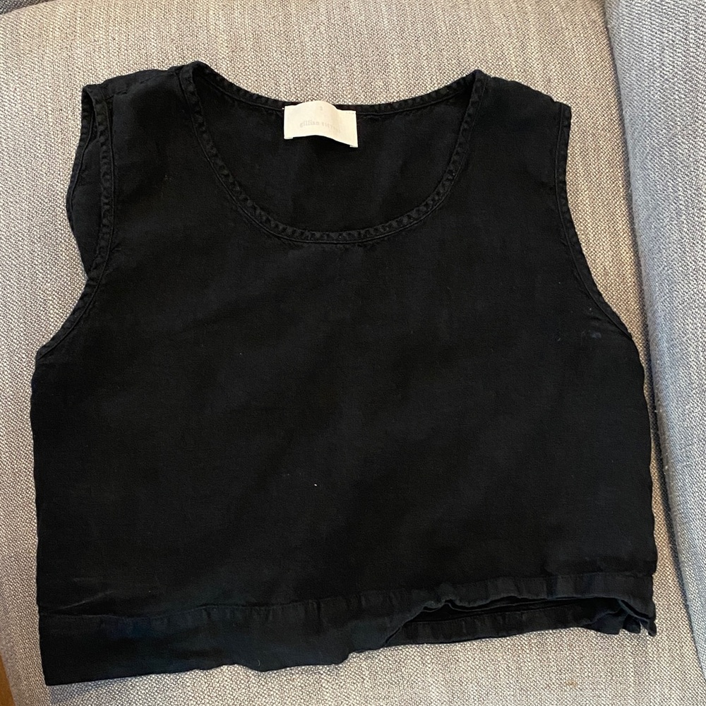 Gillian Stevens black linen top